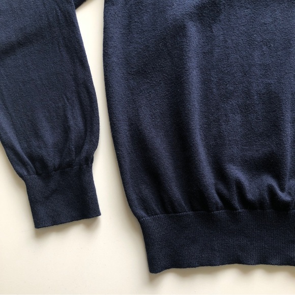 L.L. Bean Men’s Navy Blue Cotton Cashmere V-Neck Knit Sweater M Medium - Picture 5 of 12